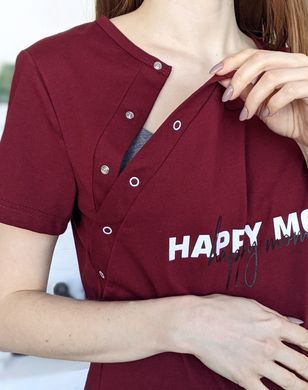 Сорочка для вагітних та годуючих happy mom (Бордо), 42-44