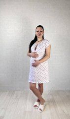 Нічна сорочка на пологи (капля) біла з вишеньками, 50-52