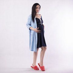 Теплий комплект блакитно-чорний мотузки для вагітних та годуючих, 50-52
