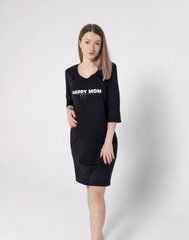 Сорочка для годування та на пологи Happy Mom чорна (рукав 3/4), 42-44